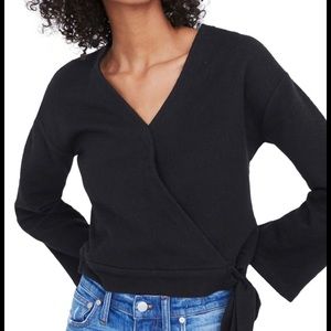 Madewell Texture and Thread Black Wrap Top